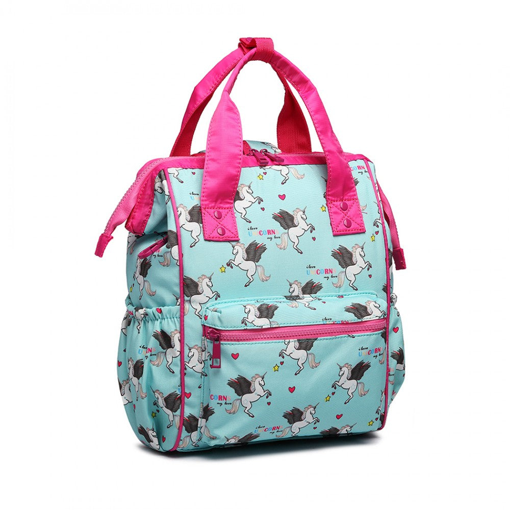 LB6896 - MISS LULU CHILD'S UNICORN BACKPACK WITH PENCIL CASE - BLUE