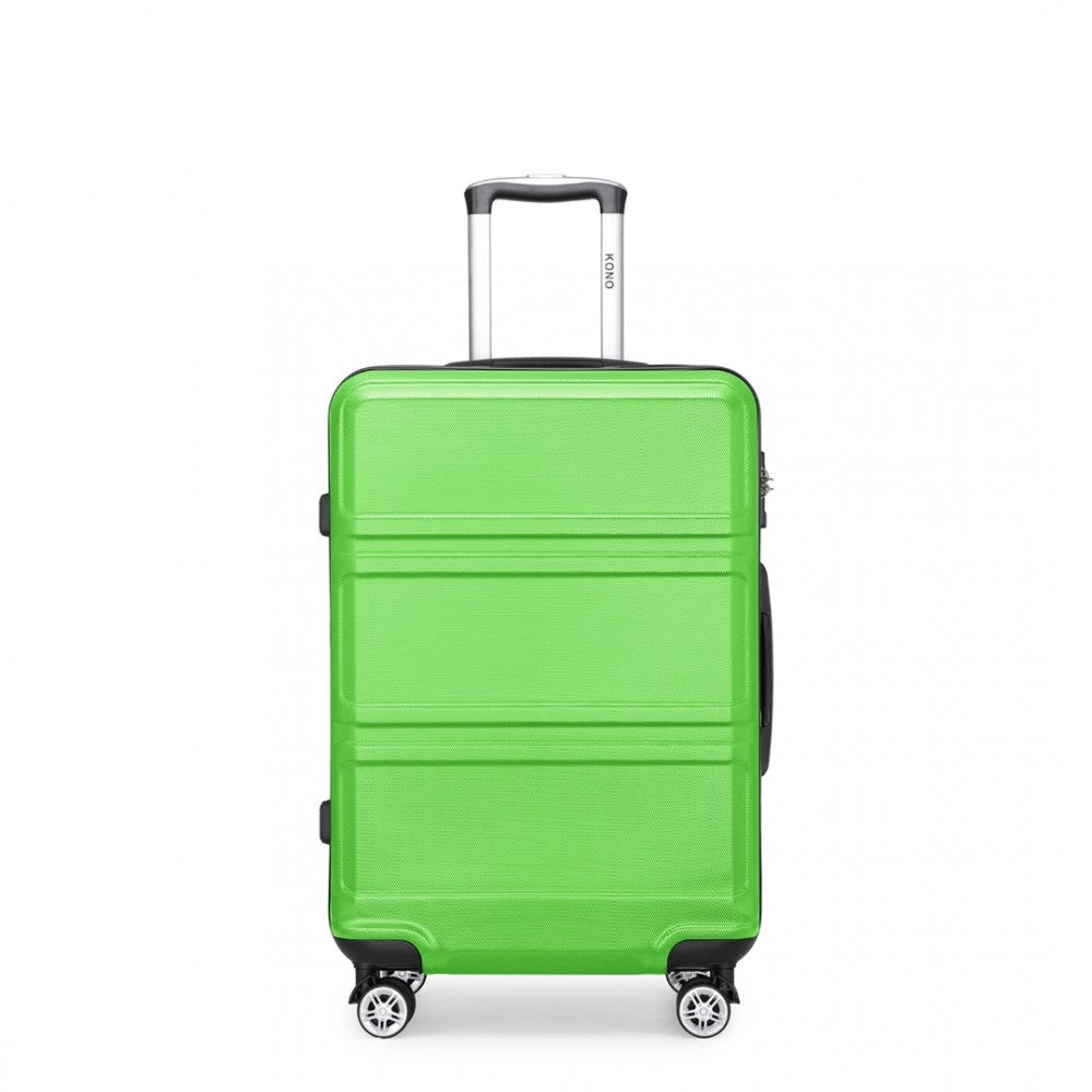 K1871-1L - KONO ABS 28 INCH SCULPTED HORIZONTAL DESIGN SUITCASE - GREEN