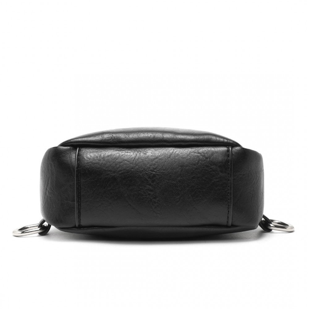 LB2356 - MISS LULU CONVERTIBLE PU LEATHER MULTI-WEAR CHEST BAG - BLACK