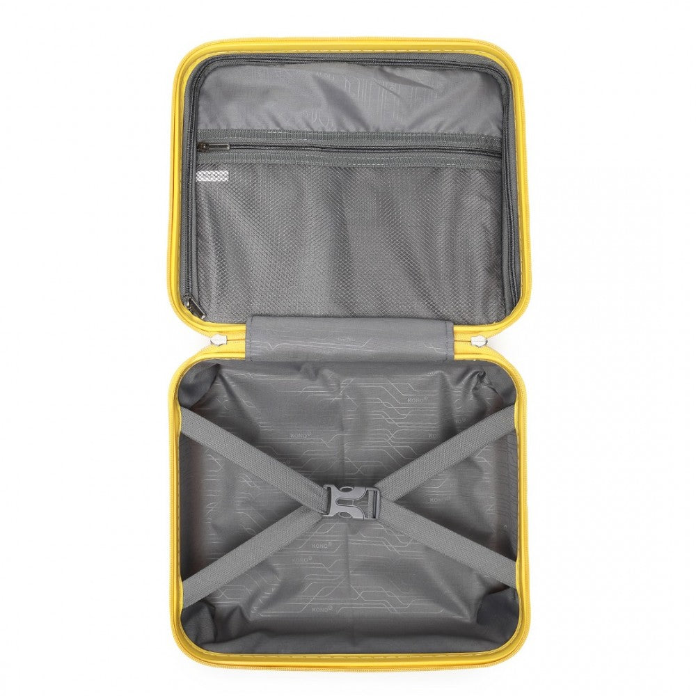 K2092L - KONO BRIGHT HARD SHELL PP SUITCASE WITH TSA LOCK AND VANITY CASE 4 PIECES SET - CLASSIC COLLECTION - YELLOW