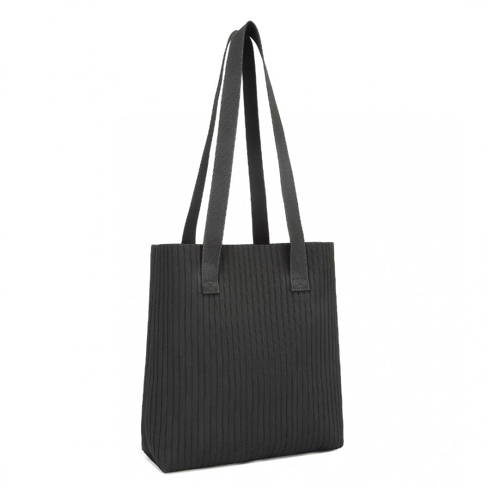 LB2326 - MISS LULU LARGE CAPACITY POLYESTER TOTE SHOPPING BAG - BLACK