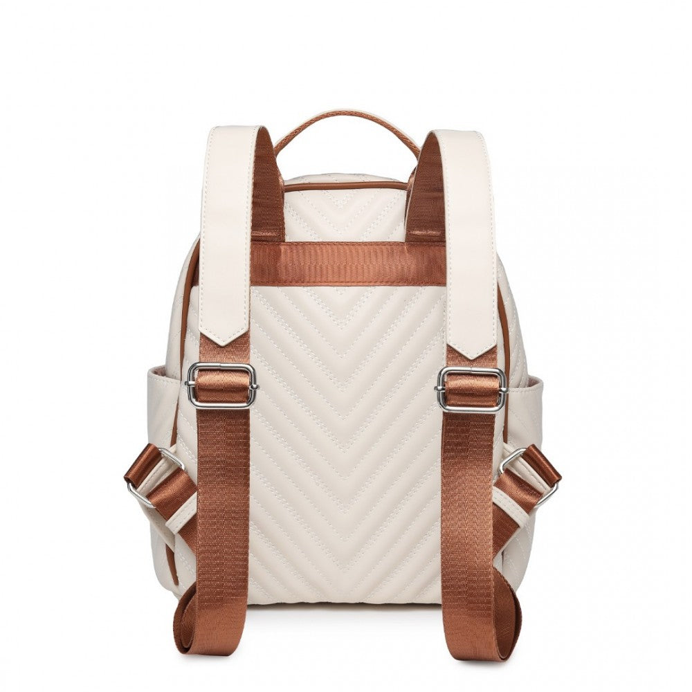 LG2323 - MISS LULU WATER-RESISTANT CHIC PU LEATHER BACKPACK - BEIGE AND BROWN