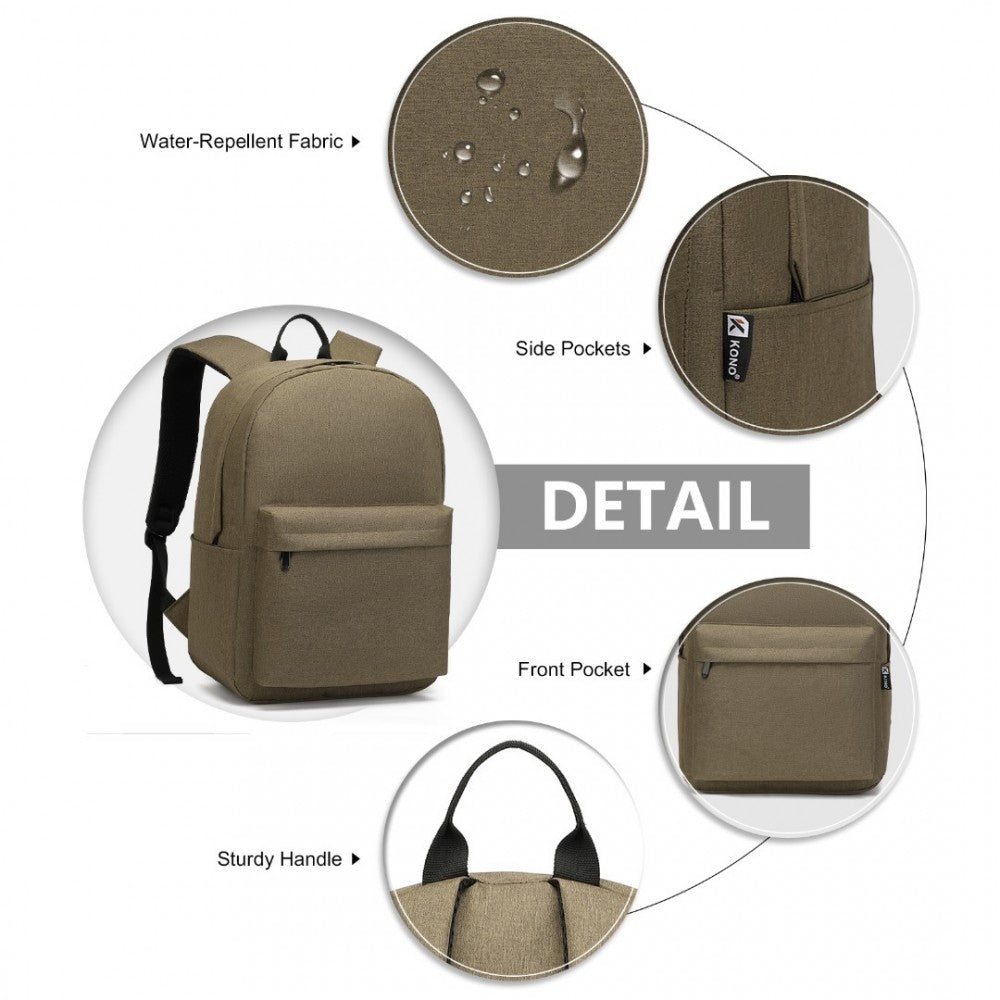 E1930 - KONO DURABLE POLYESTER EVERYDAY BACKPACK WITH SLEEK DESIGN - BROWN