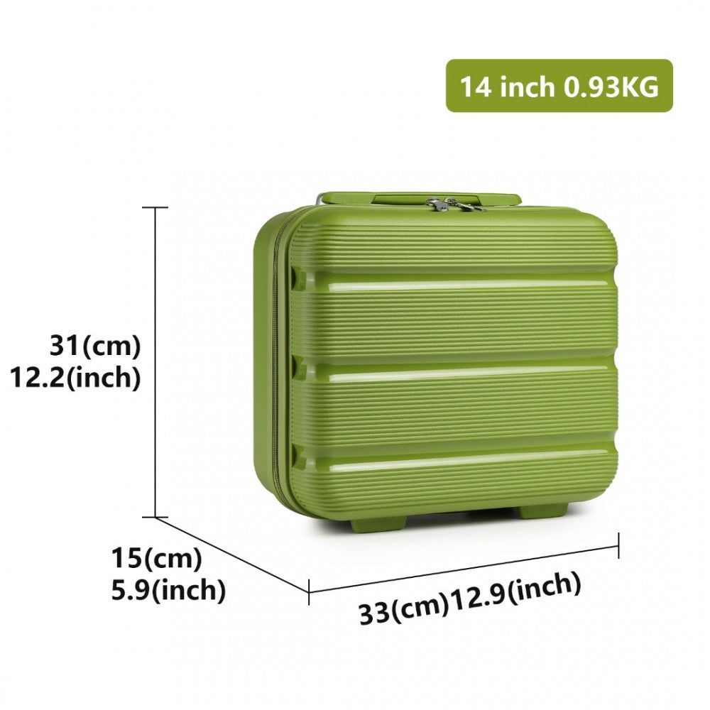 K2092L - KONO 14 INCH BRIGHT HARD SHELL PP VANITY CASE - GREEN