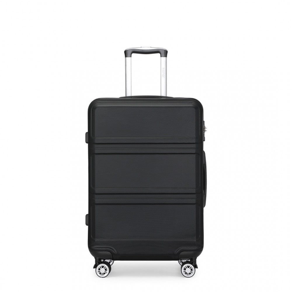 K1871-1L - KONO ABS 24 INCH SCULPTED HORIZONTAL DESIGN SUITCASE - BLACK