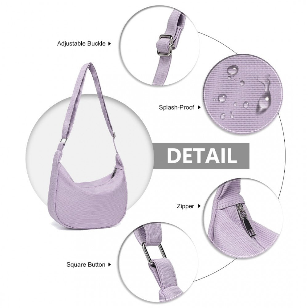 S2314 - WATER-RESISTANT PORTABLE CRESCENT SHOULDER CROSS BODY BAG - PURPLE