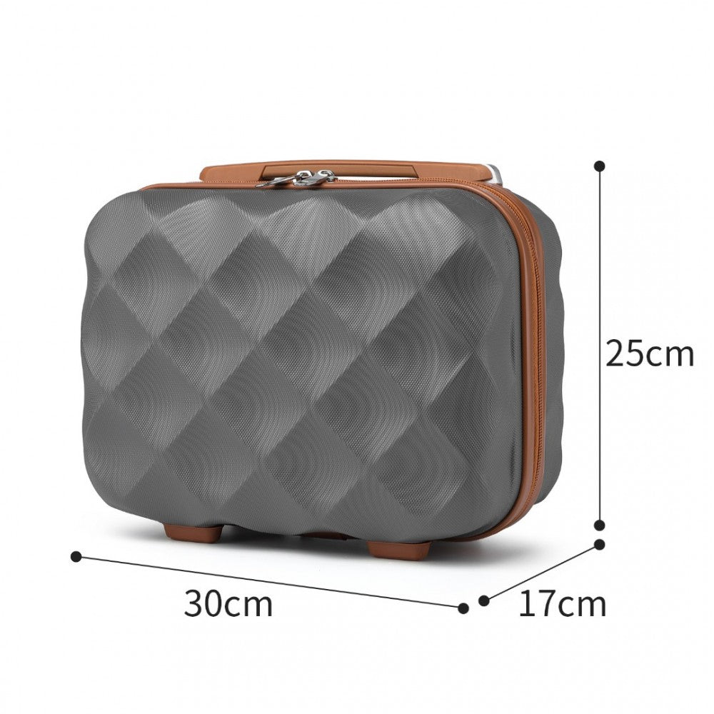 K2395L - BRITISH TRAVELLER 13 INCH ULTRALIGHT ABS AND POLYCARBONATE VANITY CASE - GREY AND BROWN