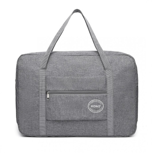 EQ2256 - KONO FOLDABLE WATERPROOF STORAGE TRAVEL HANDBAG - GREY