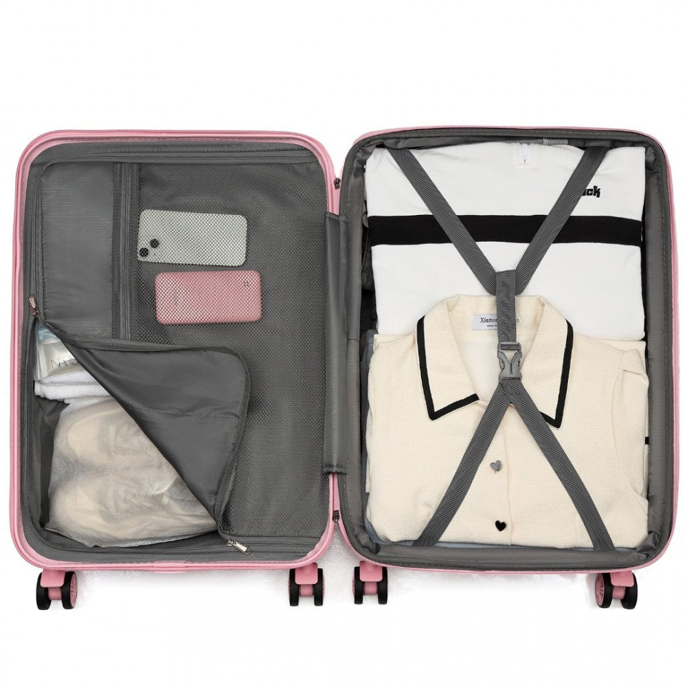 KSK2484 - KONO 28 INCH EXPANDABLE LIGHTWEIGHT HARD SHELL ABS+PC CHECK-IN SUITCASE WITH TSA LOCK IDEAL FOR EXTENDED TRIPS AND SECURE TRAVEL - PINK