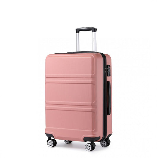 K1871-1L - KONO ABS 28 INCH SCULPTED HORIZONTAL DESIGN SUITCASE - NUDE