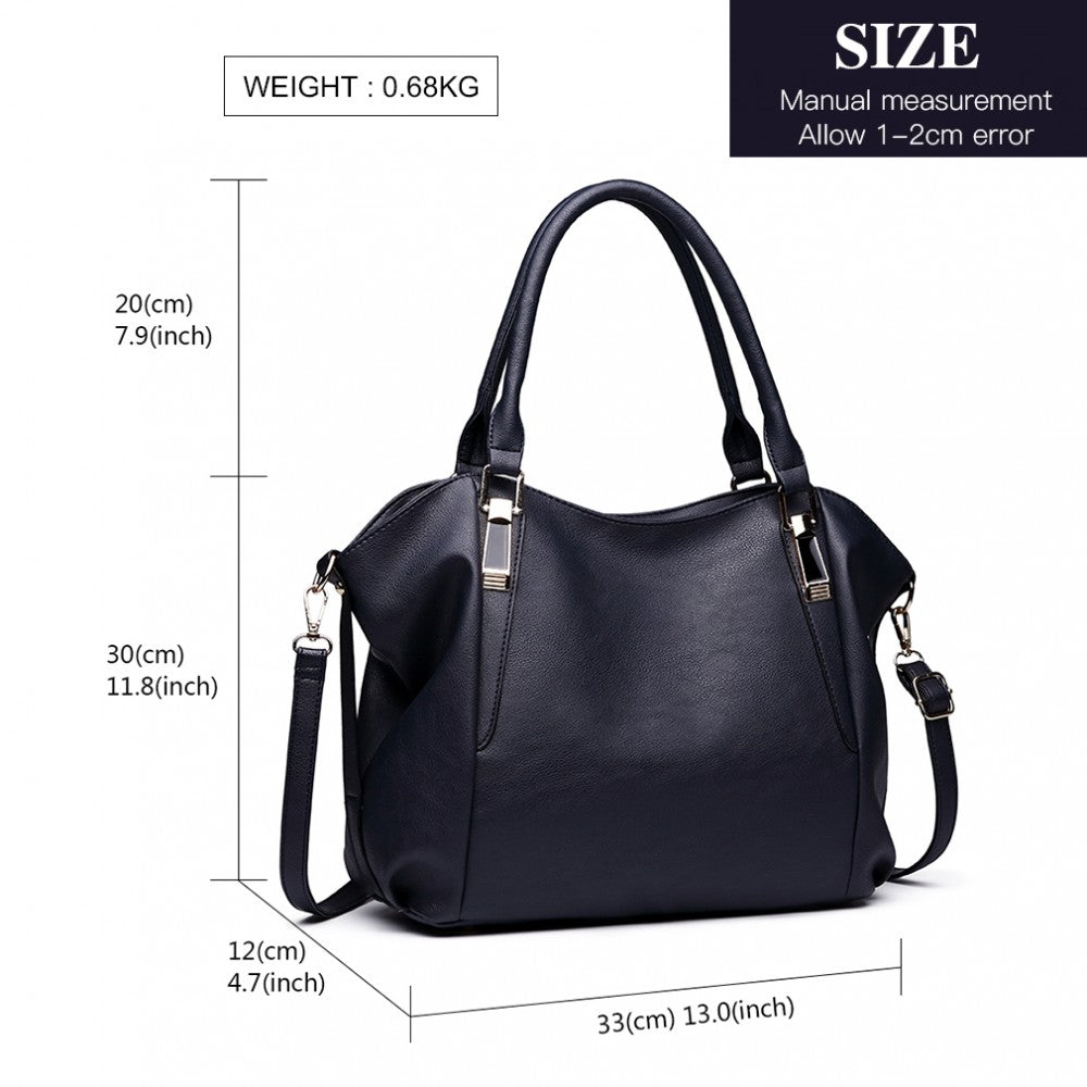 S1716 - MISS LULU SOFT LEATHER ELEGANT SIMPLE SHOULDER BAG - NAVY