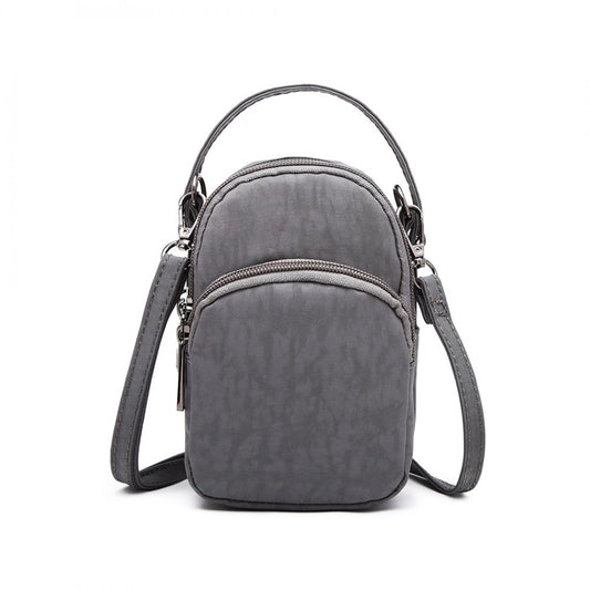 E6901 - KONO COMPACT MULTI COMPARTMENT CROSS BODY BAG - GREY