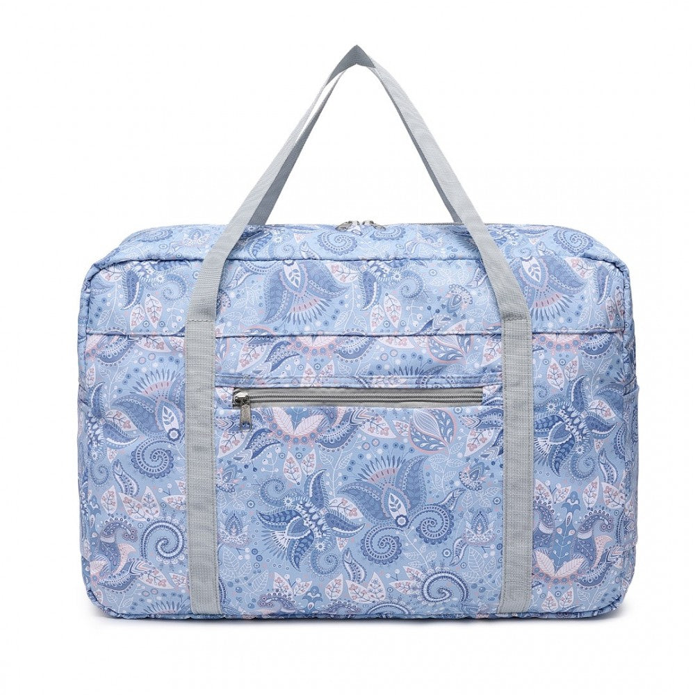 EQ2308P - KONO FOLDABLE WATERPROOF STORAGE CABIN TRAVEL HANDBAG PRINT - LIGHT BLUE