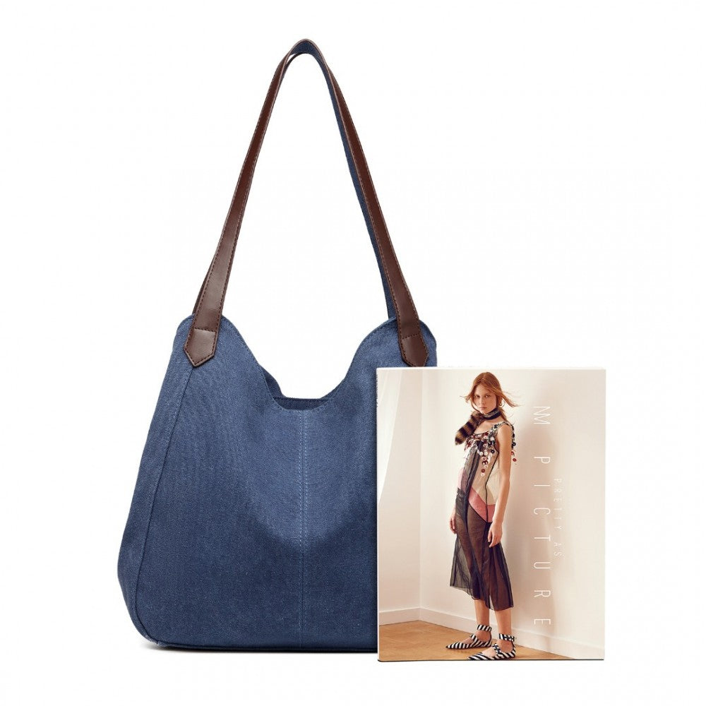 EB2040L - KONO CANVAS SHOULDER TOTE BAG - NAVY