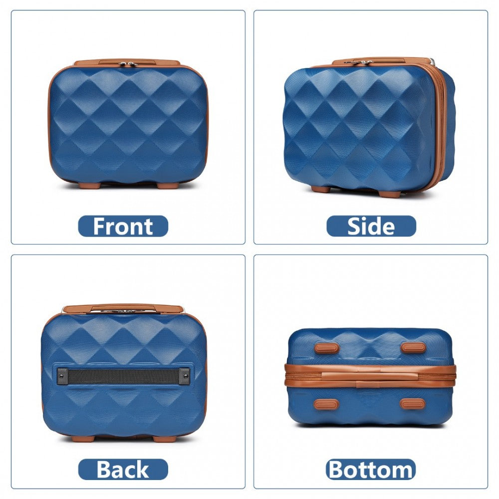 K2395L - BRITISH TRAVELLER ULTRALIGHT ABS AND POLYCARBONATE BUMPY DIAMOND 4 PCS LUGGAGE SET WITH TSA LOCK - NAVY AND BROWN