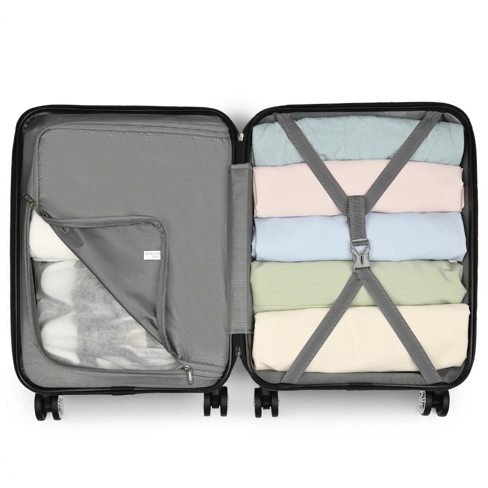 K1871-1L - KONO ABS 20 INCH SCULPTED HORIZONTAL DESIGN CABIN LUGGAGE - MINT GREEN - The Baggage Shop