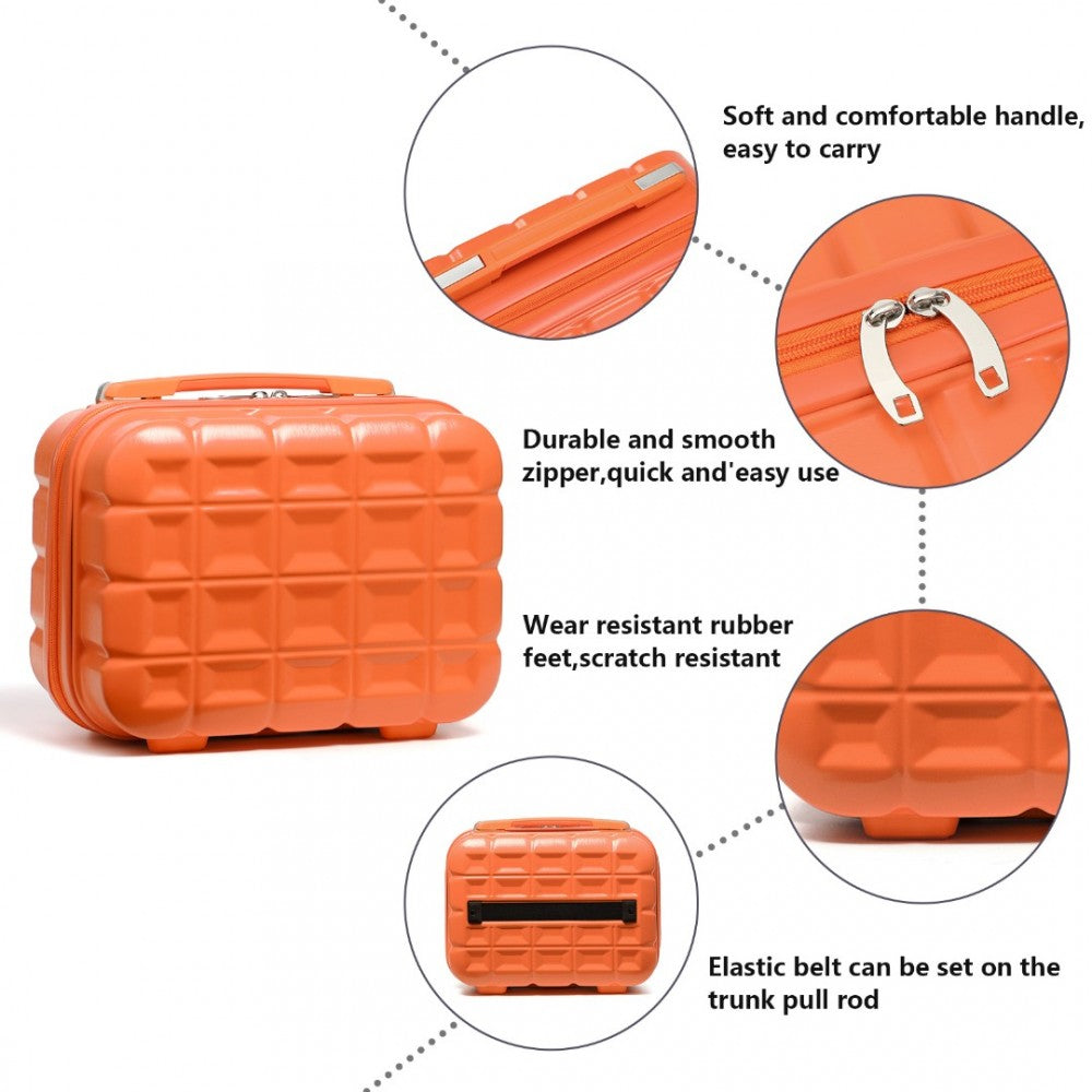 K2292L - KONO 13 INCH LIGHTWEIGHT HARD SHELL ABS VANITY CASE - ORANGE