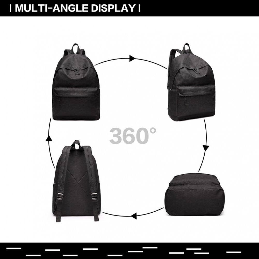 700D - MISS LULU CLASSIC LARGE CAPACITY UNISEX EVERYDAY BACKPACK - BLACK