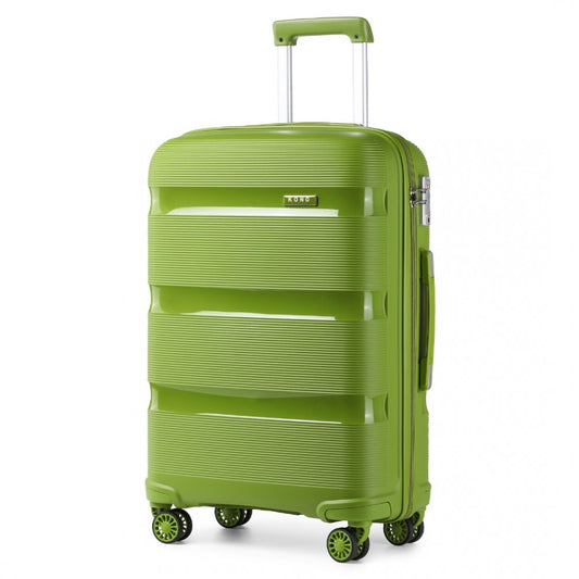 K2092L - KONO 24 INCH BRIGHT HARD SHELL PP SUITCASE - CLASSIC COLLECTION - GREEN