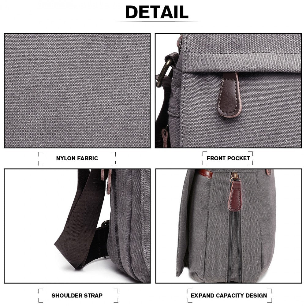 LB1925 - KONO CLASSIC EXPANDING MESSENGER BAG - GREY