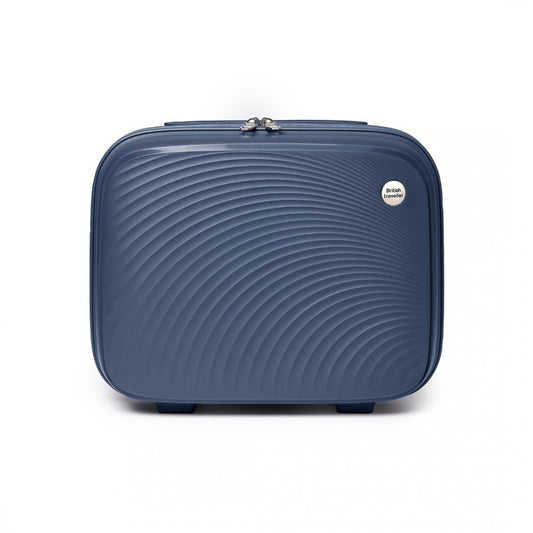 K2393L - BRITISH TRAVELLER LIGHTWEIGHT 14 INCH POLYPROPYLENE VANITY CASE - NAVY