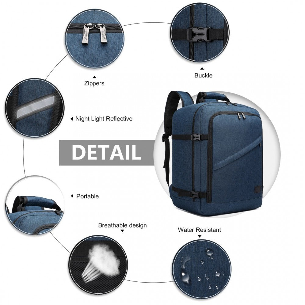 EM2231M - KONO LIGHTWEIGHT CABIN BAG TRAVEL BUSINESS BACKPACK - NAVY