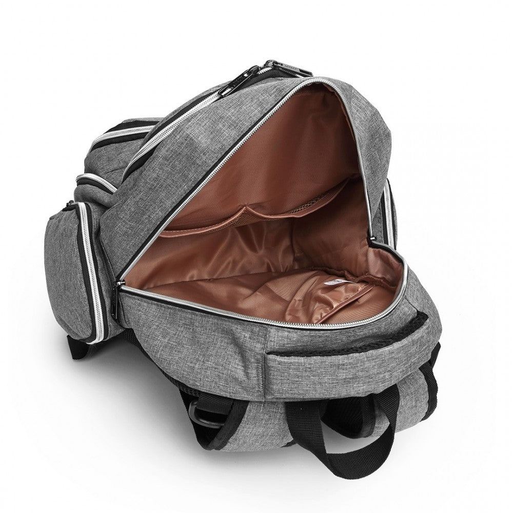 E6706 - KONO LARGE CAPACITY MULTI FUNCTION BABY DIAPER BACKPACK - GREY