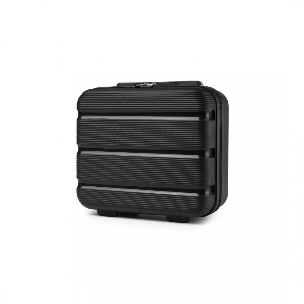 K2092L - KONO 14 INCH BRIGHT HARD SHELL PP VANITY CASE - BLACK