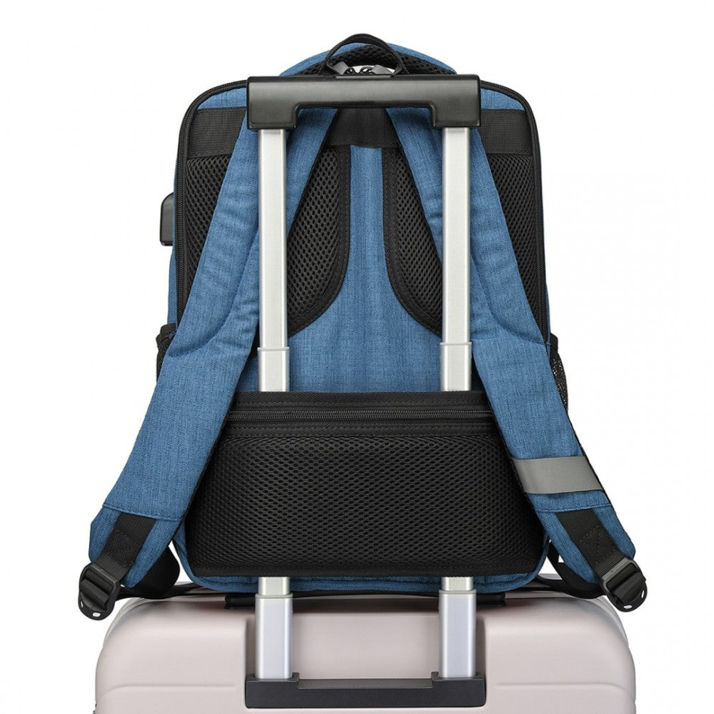 EM2111S - KONO MULTI-COMPARTMENT BACKPACK WITH USB PORT - BLUE