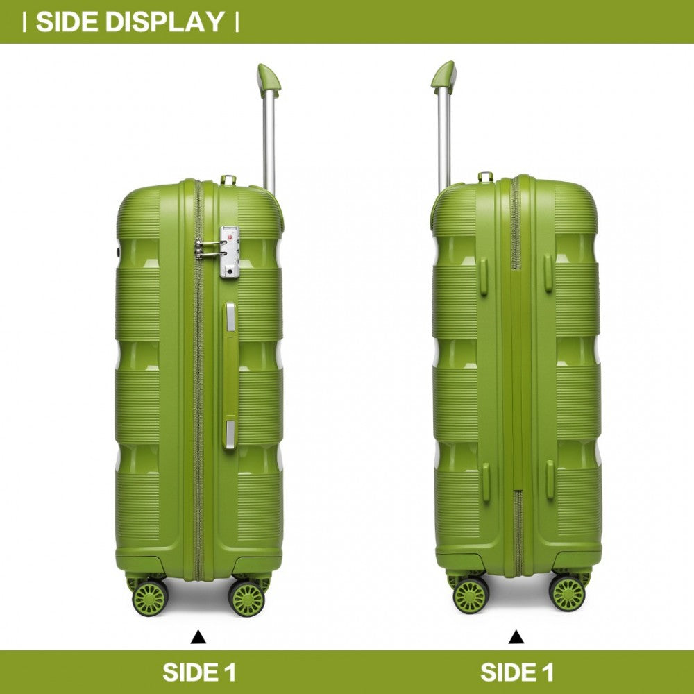 K2092L - KONO 24 INCH BRIGHT HARD SHELL PP SUITCASE - CLASSIC COLLECTION - GREEN