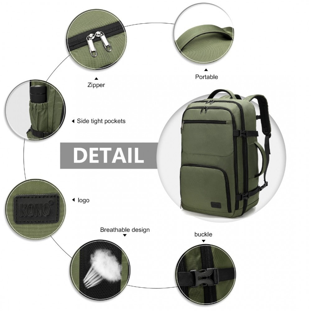 EM2207 - KONO MULTIFUNCTIONAL PORTABLE TRAVEL BACKPACK CABIN LUGGAGE BAG - GREEN