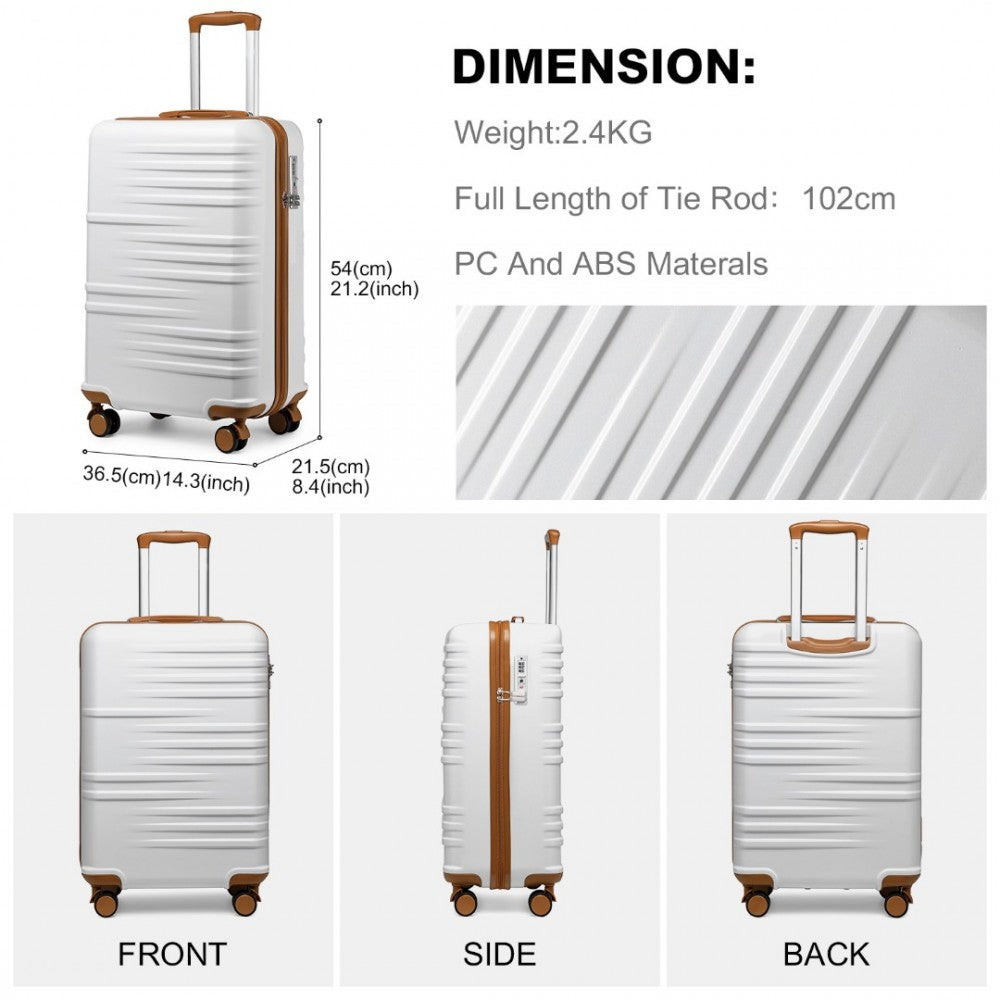 K2391L+S2366 - BRITISH TRAVELLER 5 PIECE POLYPROPYLENE AND ABS HARD SHELL SUITCASE SET WITH TRAVEL TOTE AND COSMETIC POUCH - BEIGE AND BROWN