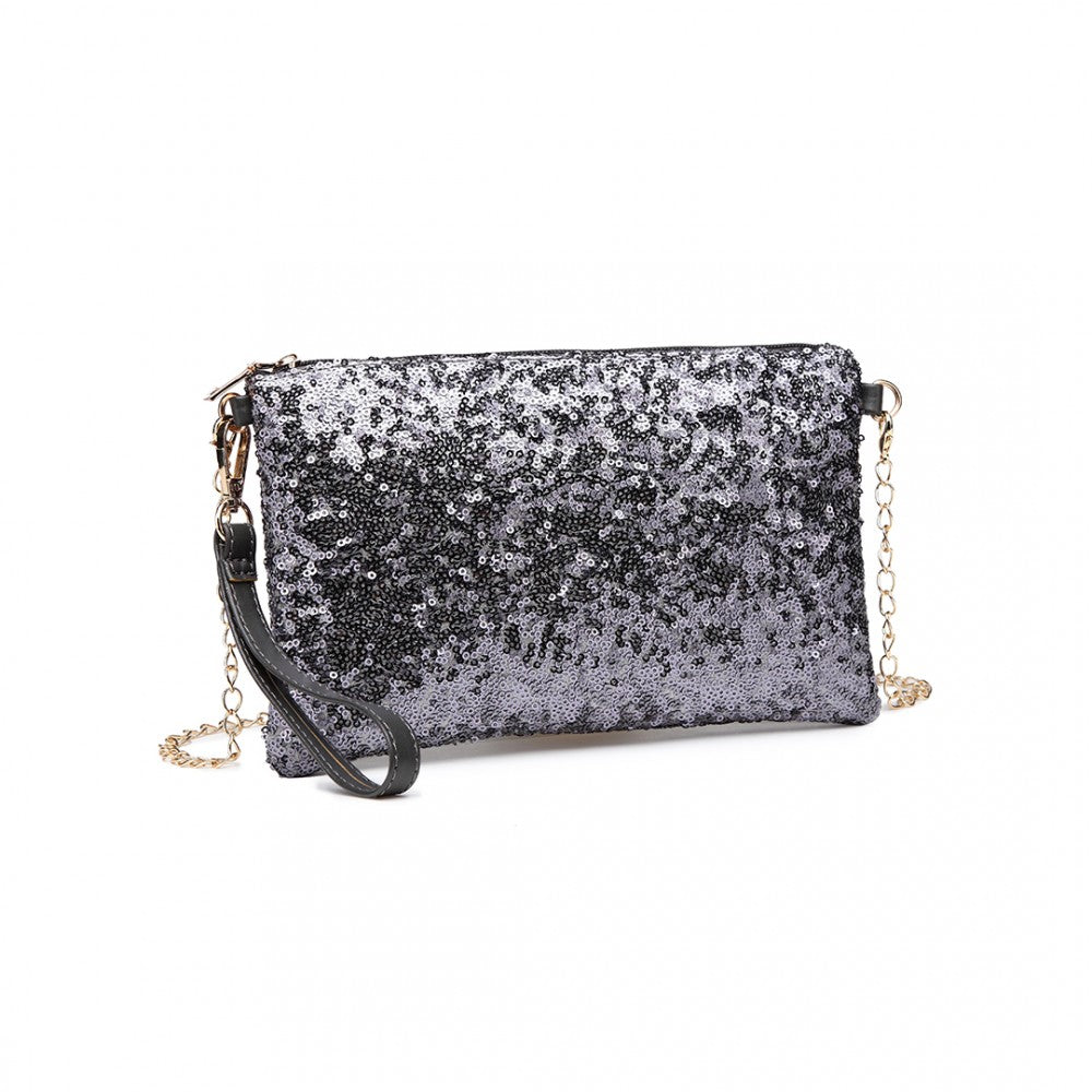 LH1765 - MISS LULU SEQUINS CLUTCH EVENING BAG - GREY