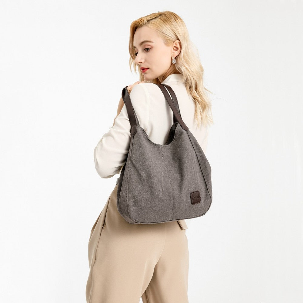 EB2040L - KONO CANVAS SHOULDER TOTE BAG - GREY