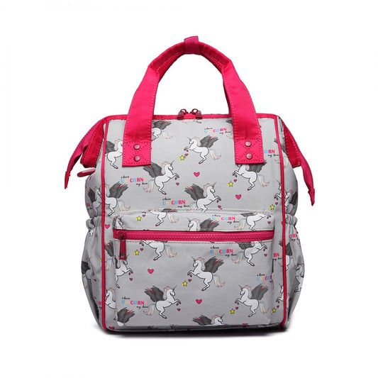 LB6896 - MISS LULU CHILD'S UNICORN BACKPACK WITH PENCIL CASE - GREY