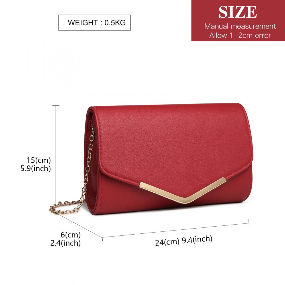 LH2064 - MISS LULU VEGAN ENVELOPE CLUTCH BAG - RED