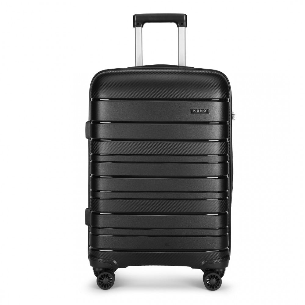 K2091L - KONO 24 INCH MULTI TEXTURE HARD SHELL PP SUITCASE - CLASSIC COLLECTION - BLACK