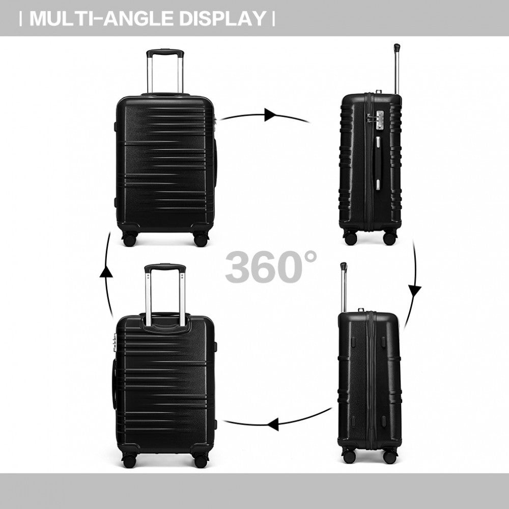 K2391L - BRITISH TRAVELLER 28 INCH DURABLE POLYCARBONATE AND ABS HARD SHELL SUITCASE WITH TSA LOCK - BLACK