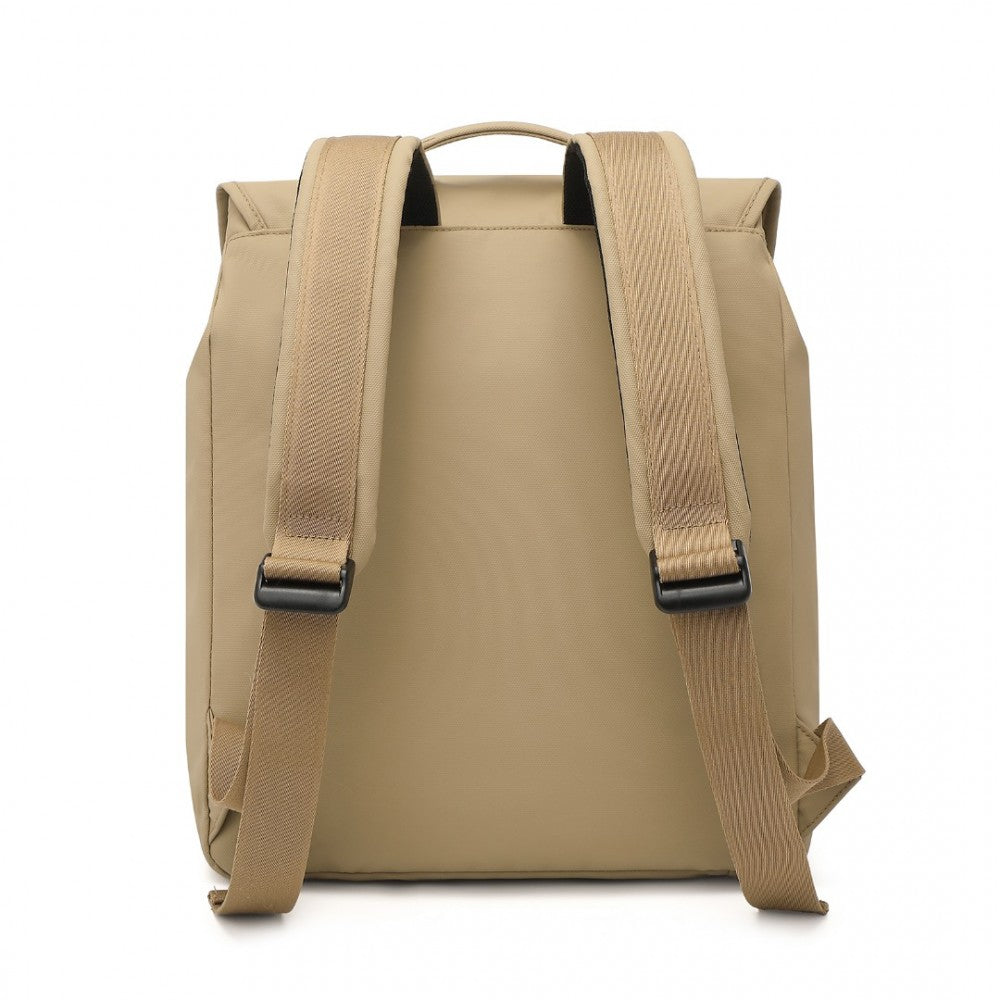 EQ2327 - KONO PVC COATED WATER-RESISTANT STREAMLINED AND INNOVATIVE FLAP BACKPACK - KHAKI