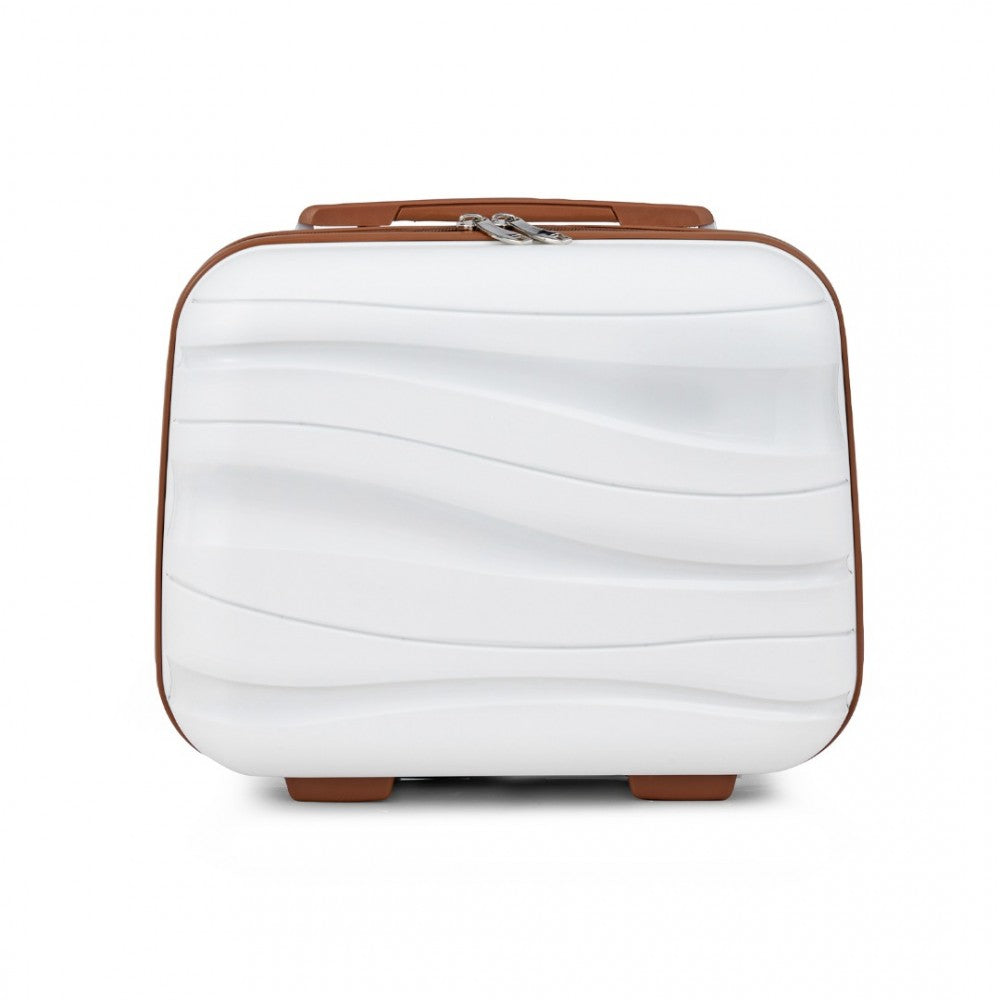 K2094L - KONO 14 INCH LIGHTWEIGHT POLYPROPYLENE HARD SHELL VANITY CASE - CREAM