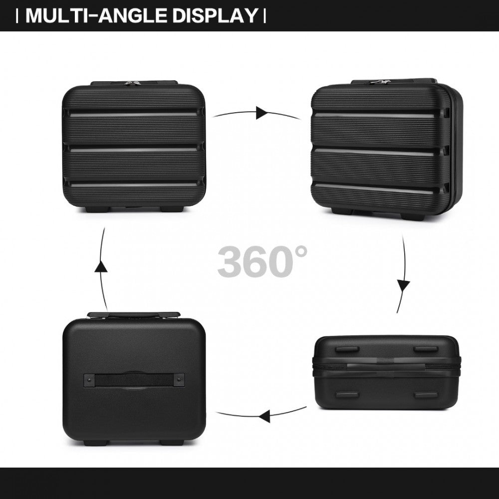 K2092L - KONO BRIGHT HARD SHELL PP SUITCASE WITH TSA LOCK AND VANITY CASE 4 PIECES SET - CLASSIC COLLECTION - BLACK