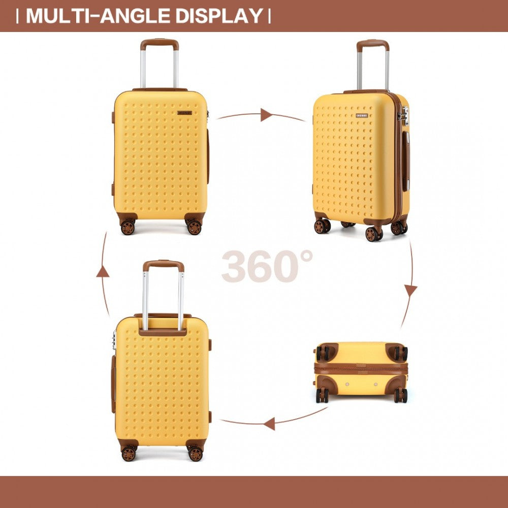 KSK2486 - KONO STYLISH ABS+PC 28 INCH POLKA DOT HARD SHELL SUITCASE WITH TSA LOCK - YELLOW AND BROWN