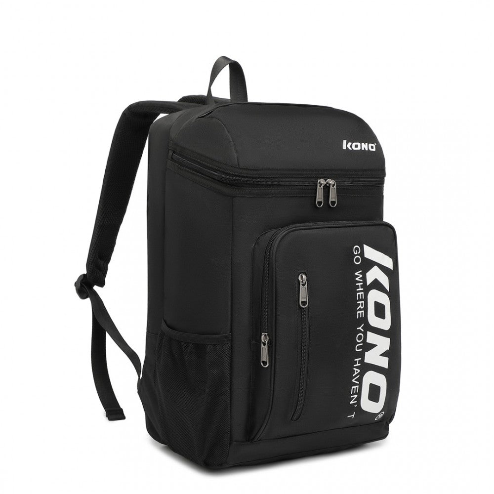 EQ2313 - KONO VERSATILE SPORTS BACKPACK WITH INDEPENDENT SHOE COMPARTMENT - BLACK