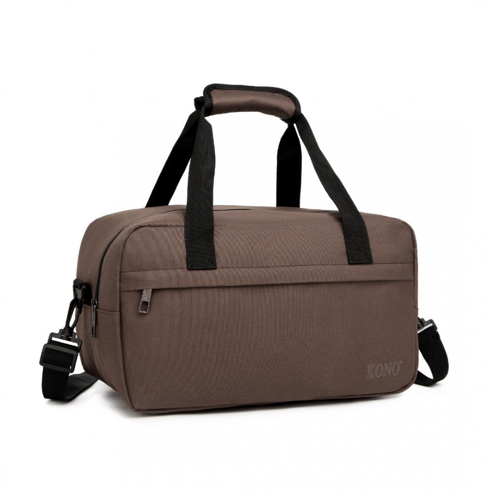 E1960S - KONO LIGHTWEIGHT MULTI PURPOSE UNISEX SPORTS TRAVEL DUFFEL BAG - BROWN