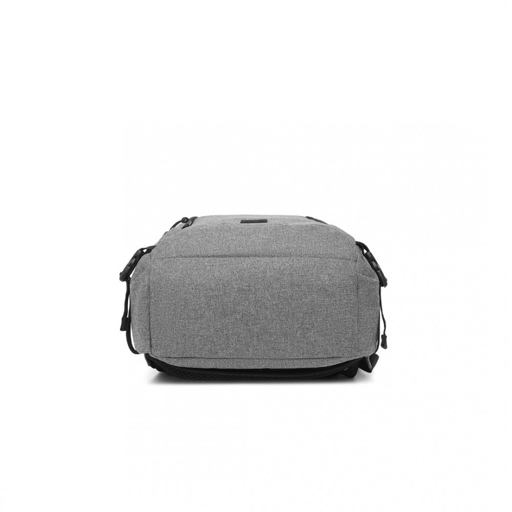 EM2347 - KONO MULTI-COMPARTMENT WATER-RESISTANT BACKPACK WITH USB CHARGING PORT - GREY