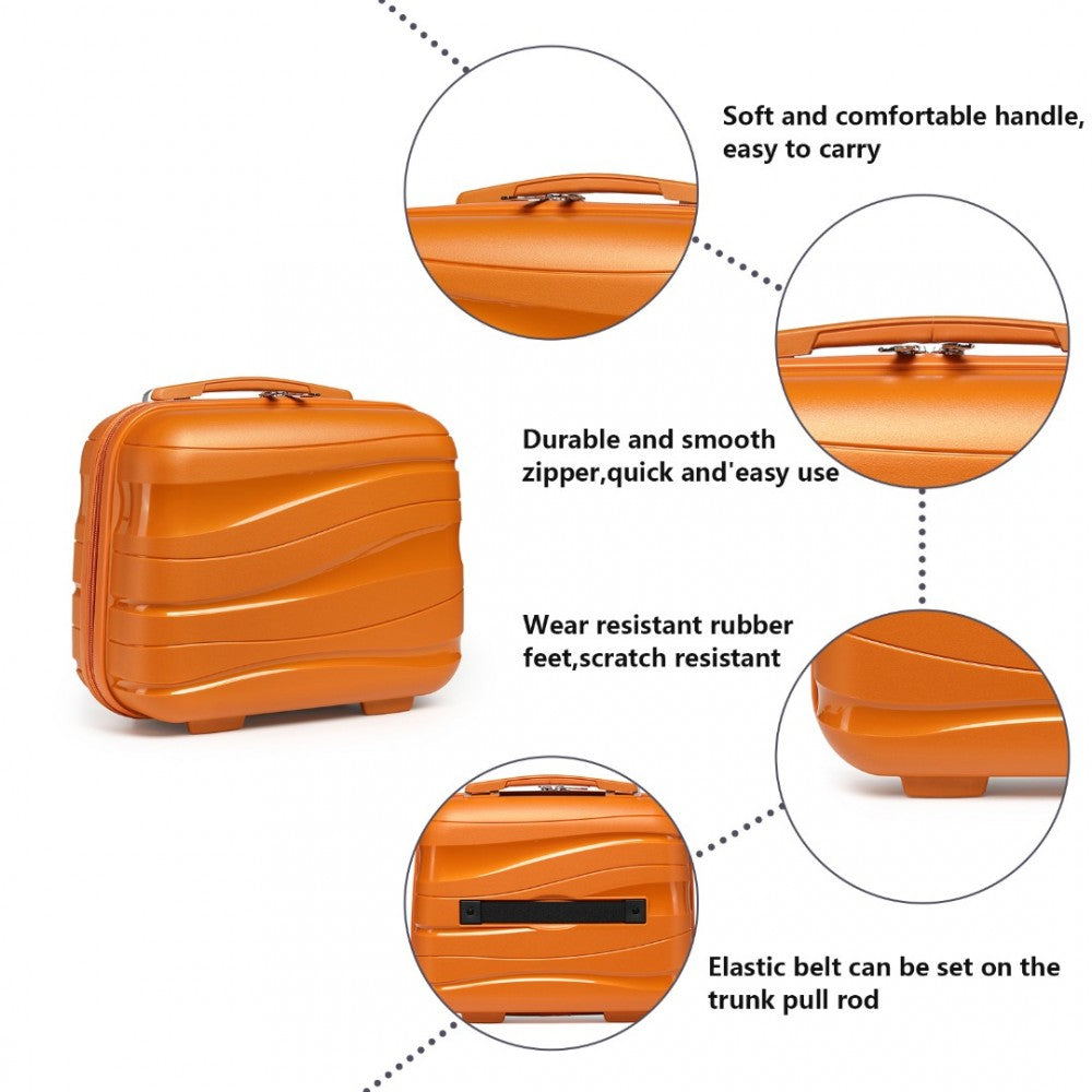 K2094L - KONO 14 INCH LIGHTWEIGHT POLYPROPYLENE HARD SHELL VANITY CASE - ORANGE