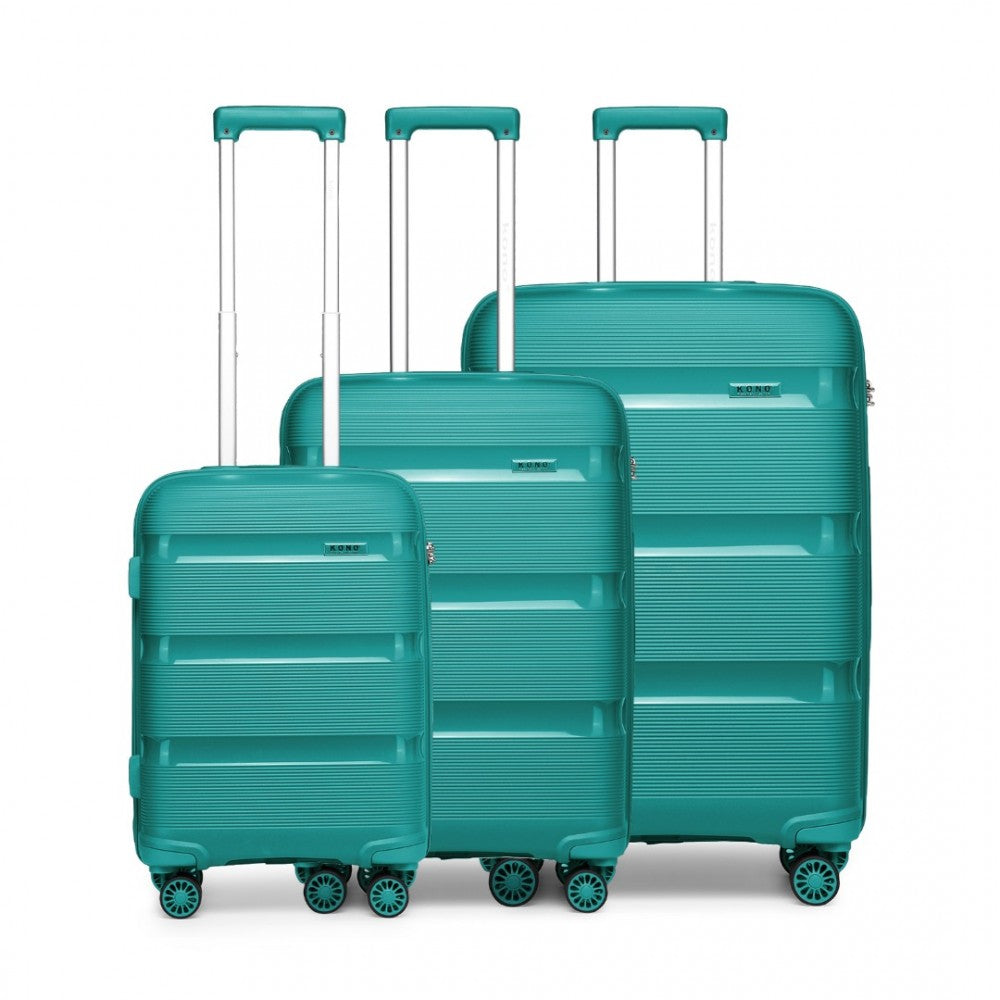 K2092L - VALIZA KONO BRIGHT HARD SHELL PP 3 PIEȚI SET - COLECȚIA CLASICĂ - TEAL