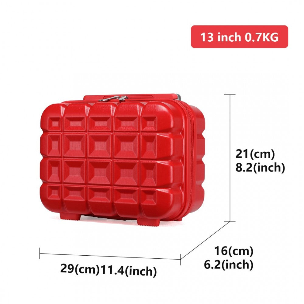 K2292L - KONO 13 INCH LIGHTWEIGHT HARD SHELL ABS VANITY CASE - RED