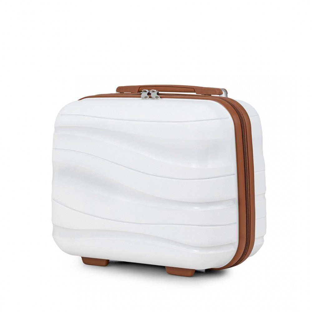 K2094L - KONO 14 INCH LIGHTWEIGHT POLYPROPYLENE HARD SHELL VANITY CASE - CREAM