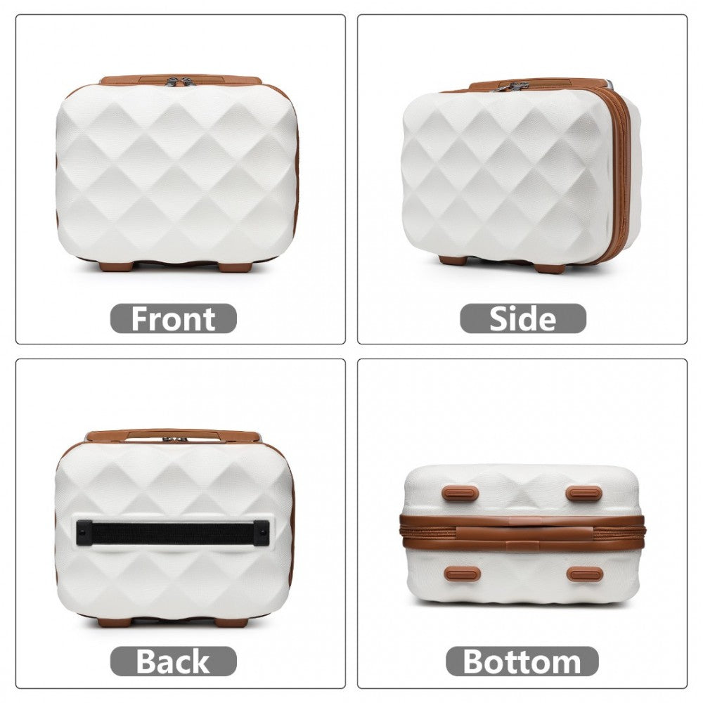 K2395L - BRITISH TRAVELLER ULTRALIGHT ABS AND POLYCARBONATE BUMPY DIAMOND 4 PCS LUGGAGE SET WITH TSA LOCK - CREAM